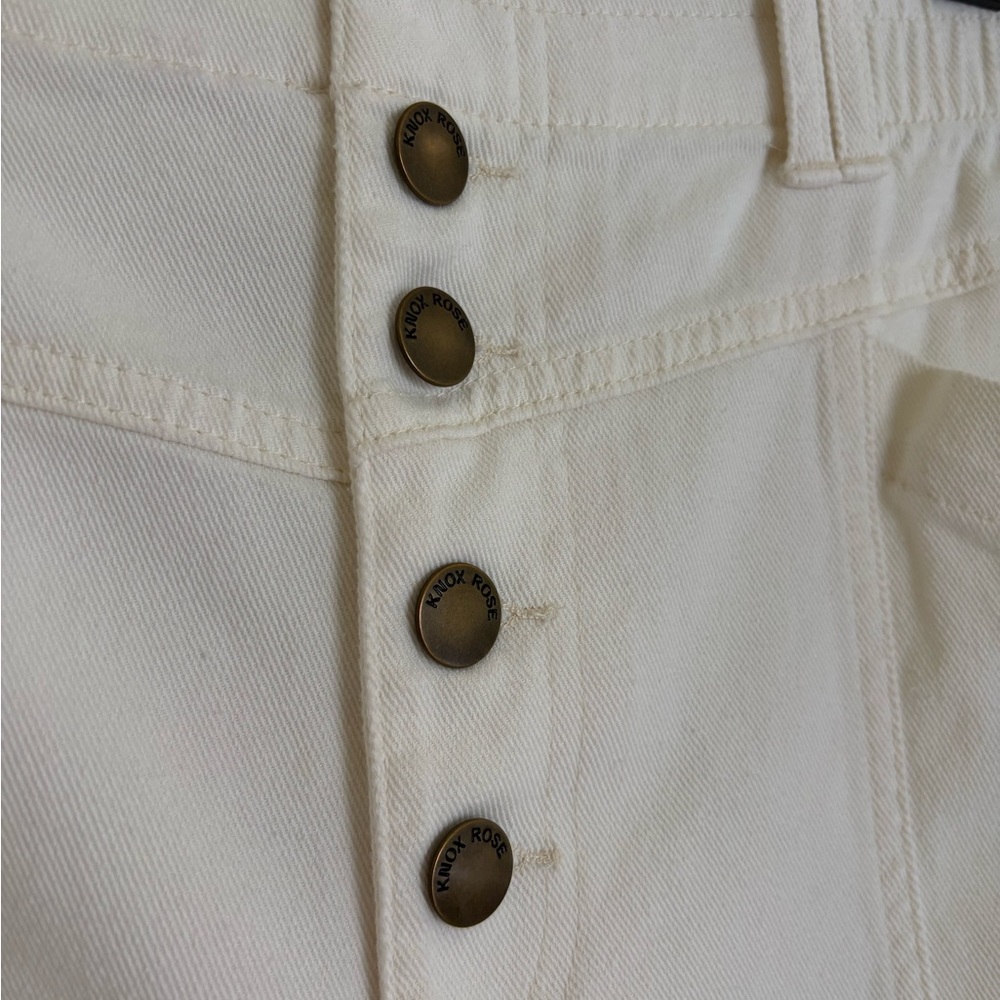 Knox Rose Mid-Rise Tapered Fit Cargo Pants - Egret Off-White Large - Picture 2 of 5